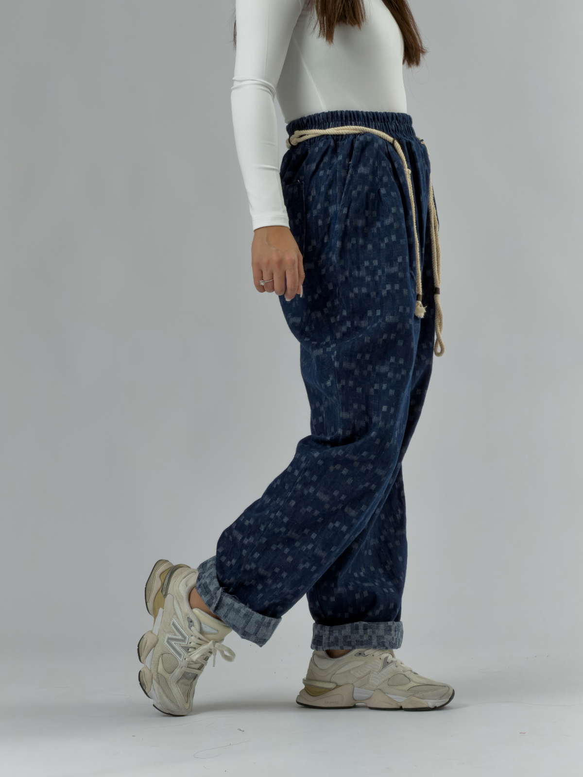 Tasarım Mavi Kadın Baggy Pantolon COC3503