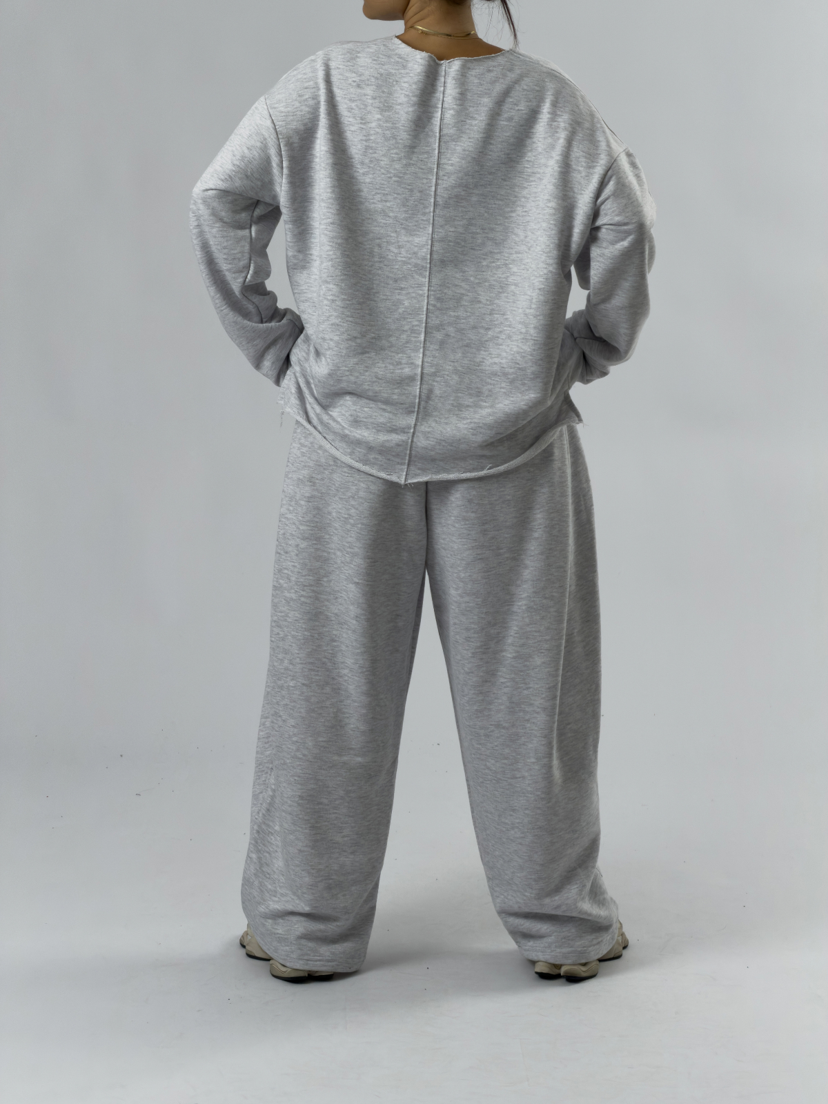 Tasarım Oversize Gri Kadın Takım COC3506