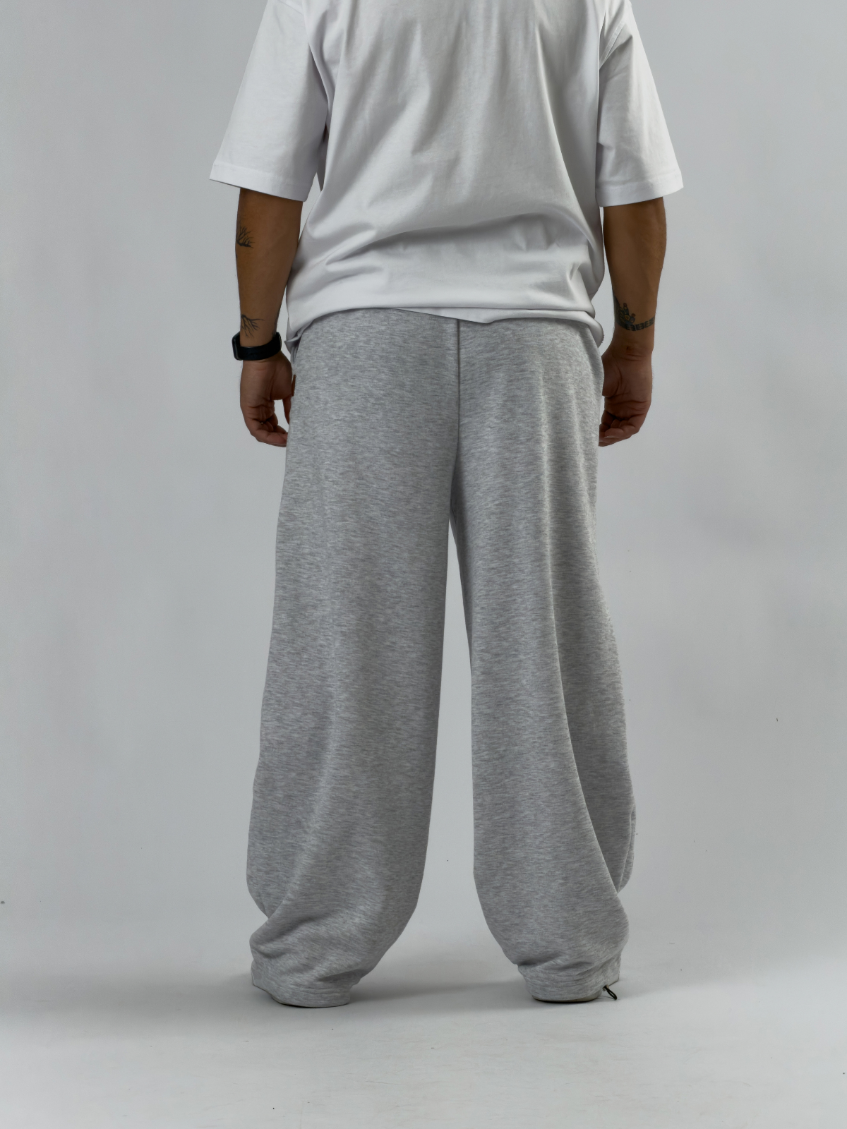 Tasarım Paça Ayarlamalı Gri Baggy Erkek Pantolon COC3531