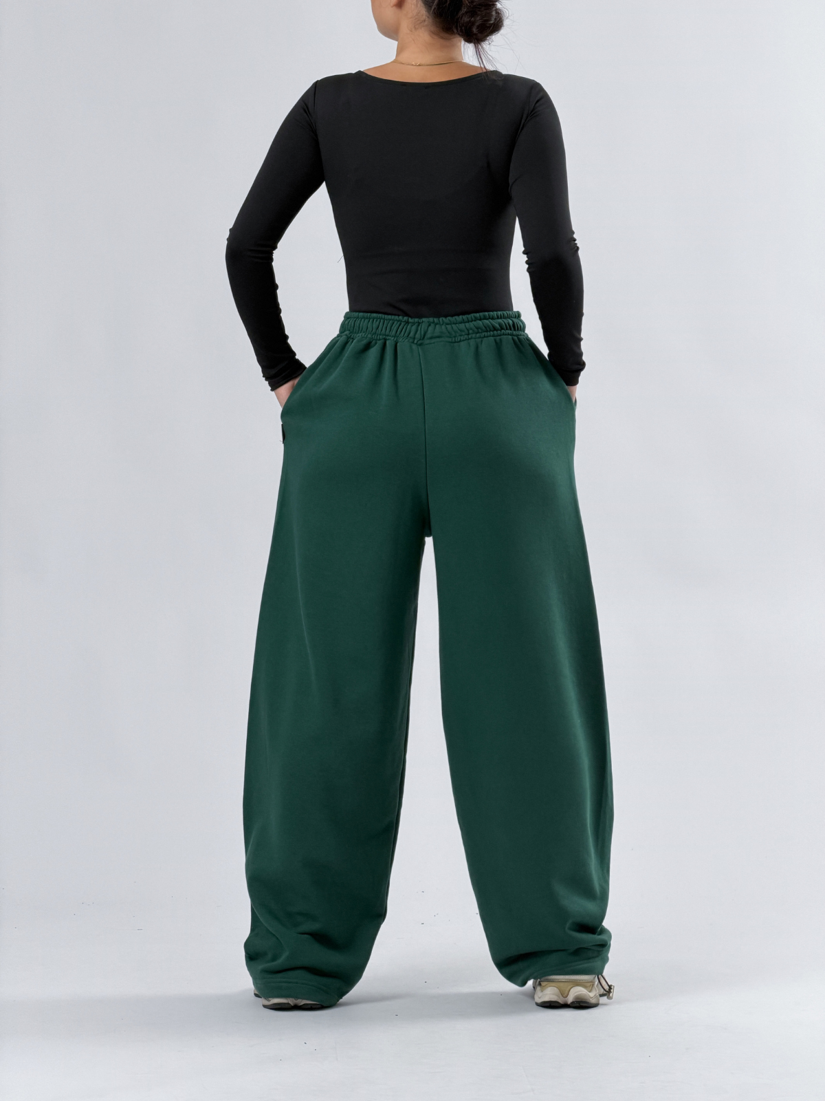 Tasarım Paça Ayarlamalı Yeşil Kadın Baggy Pantolon COC3510