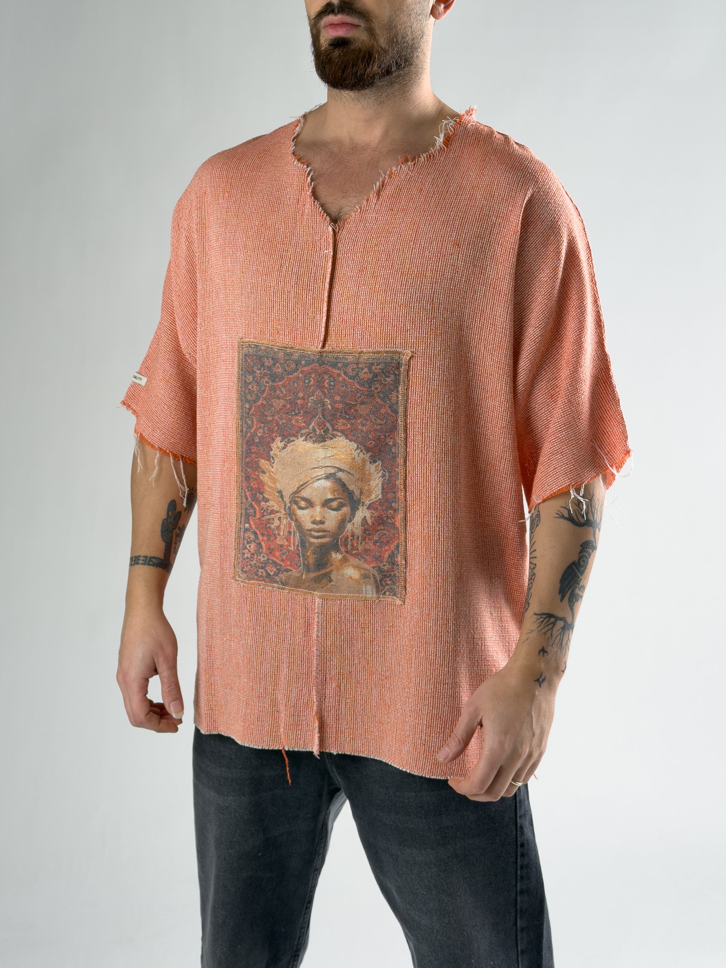 Tasarım Portre Turuncu Erkek T-Shirt COC2808