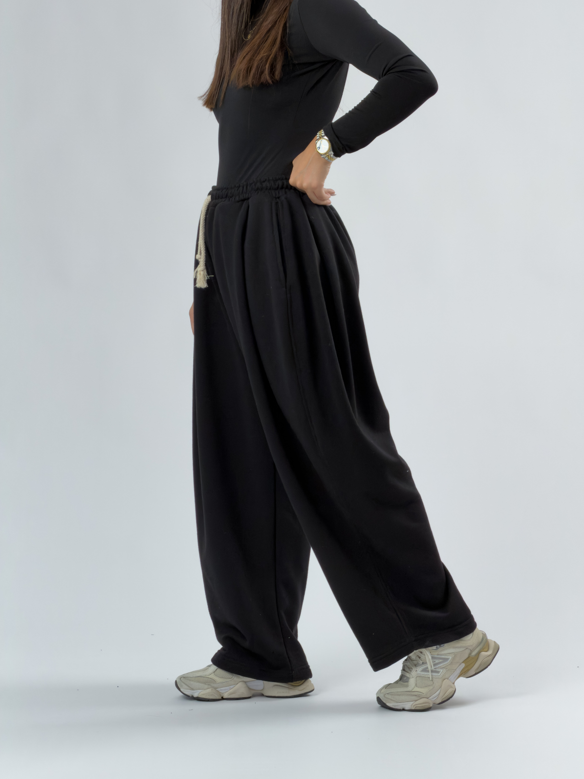 Tasarım Siyah Kadın Baggy Pantolon COC3400