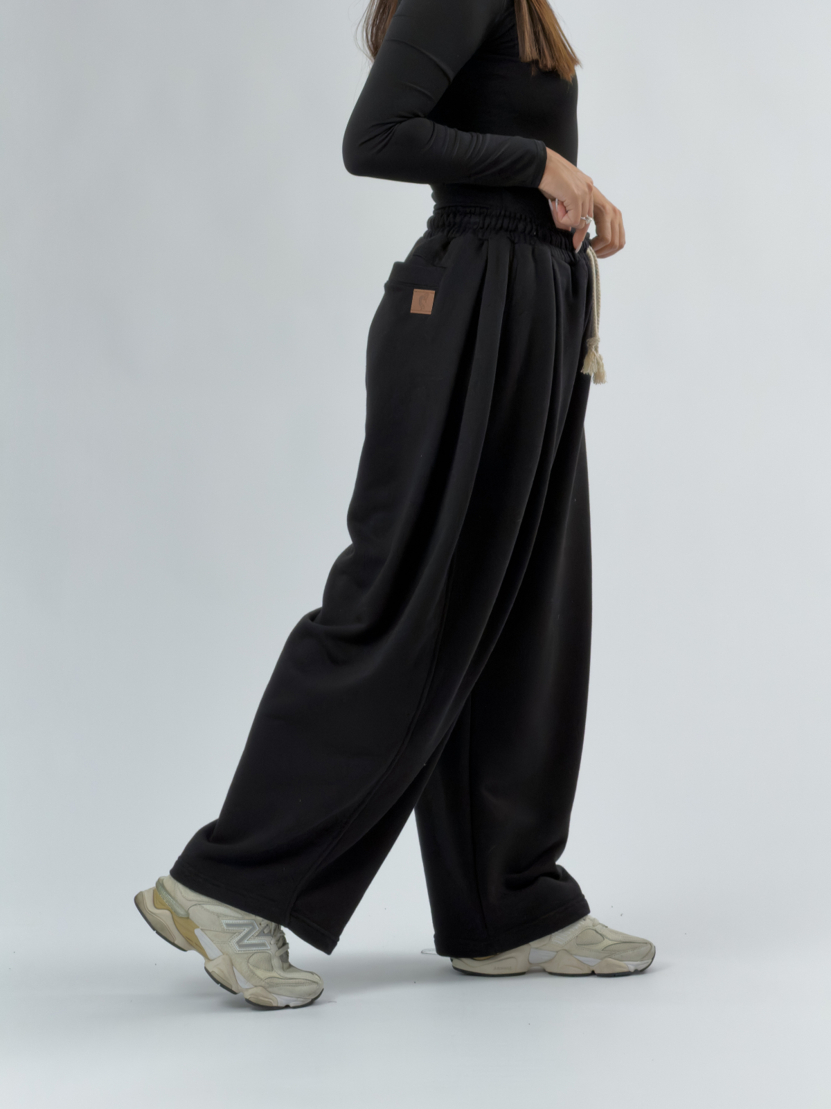Tasarım Siyah Kadın Baggy Pantolon COC3400
