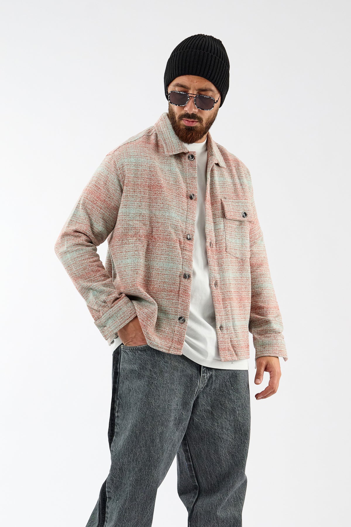 Toscana Pamuk Yün Dokulu Erkek Overshirt COC3733