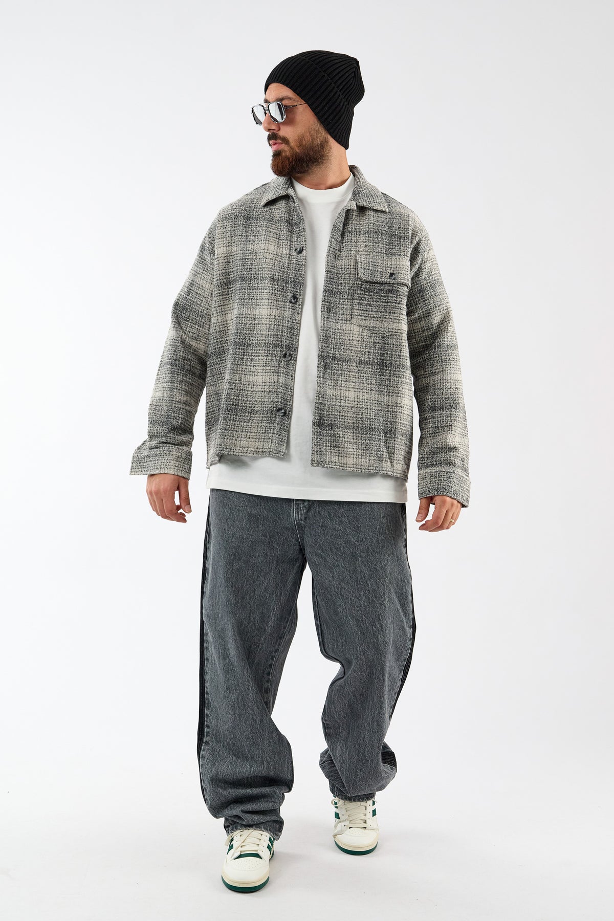 Toscana Pamuk Yün Dokulu Siyah Erkek Overshirt COC3737