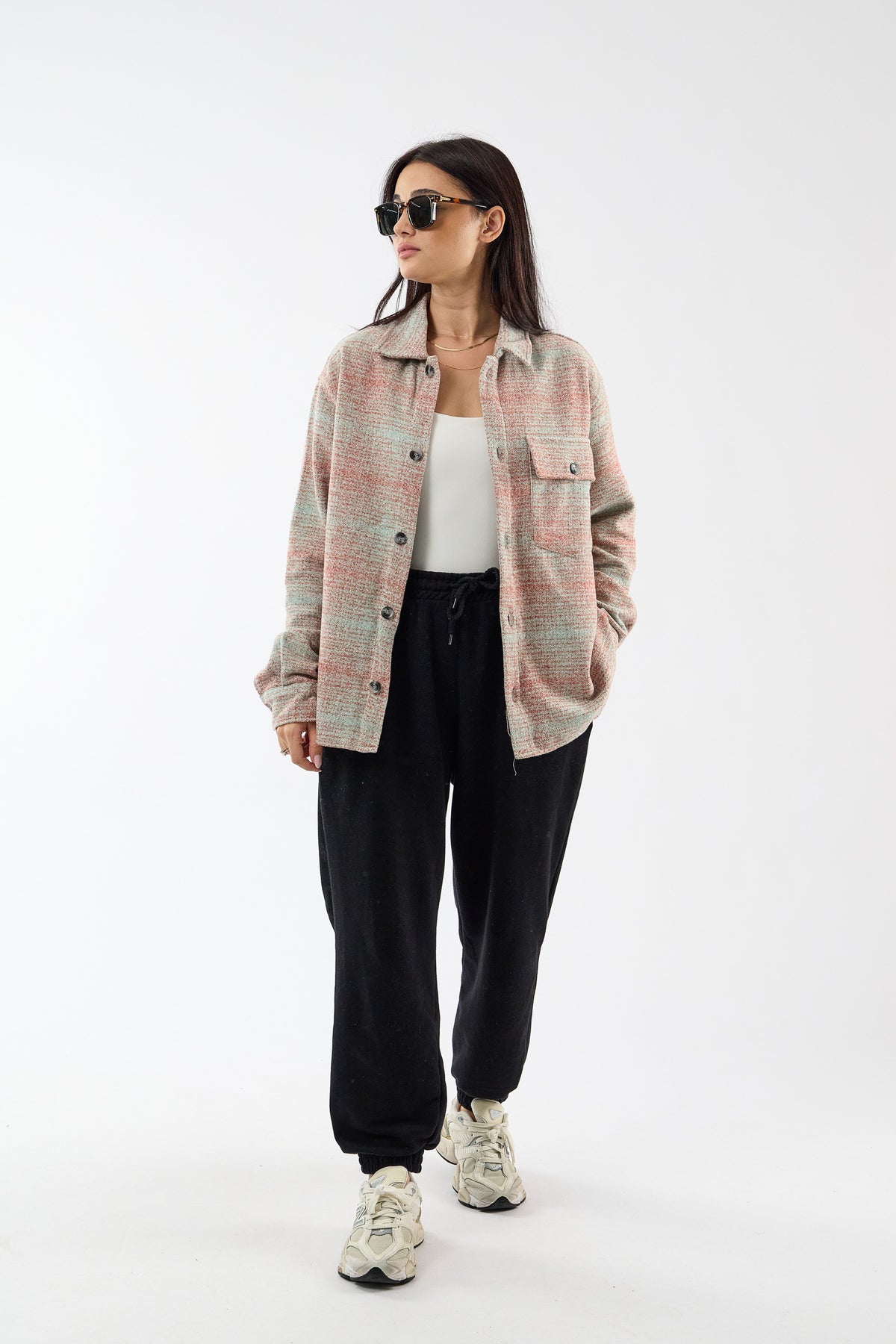 Toscana Pamuk Yün Dokulu Kırmızı Kadın Overshirt COC3734
