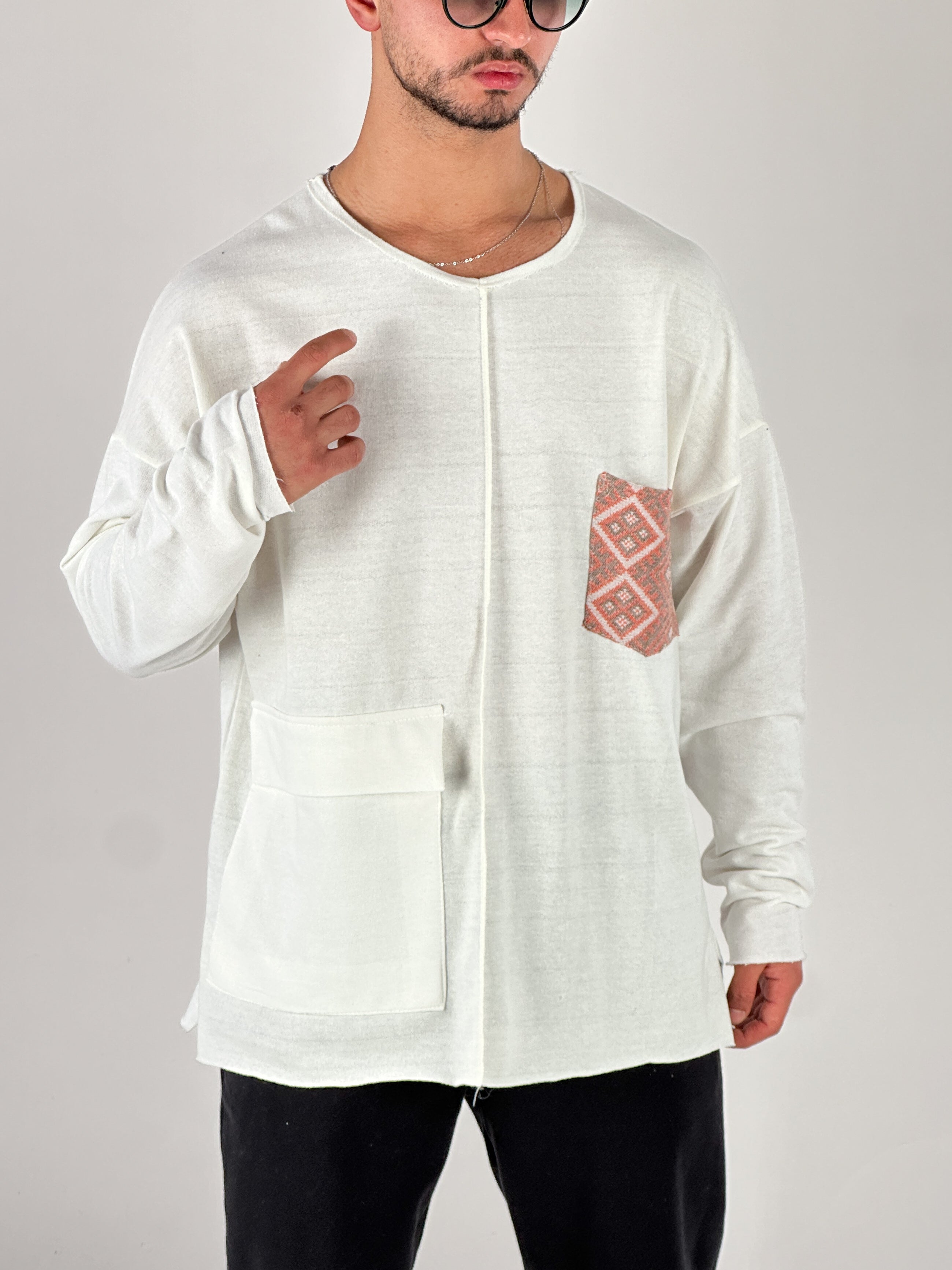 Turuncu Cep Detaylı Tasarım Sweatshirt COC1075