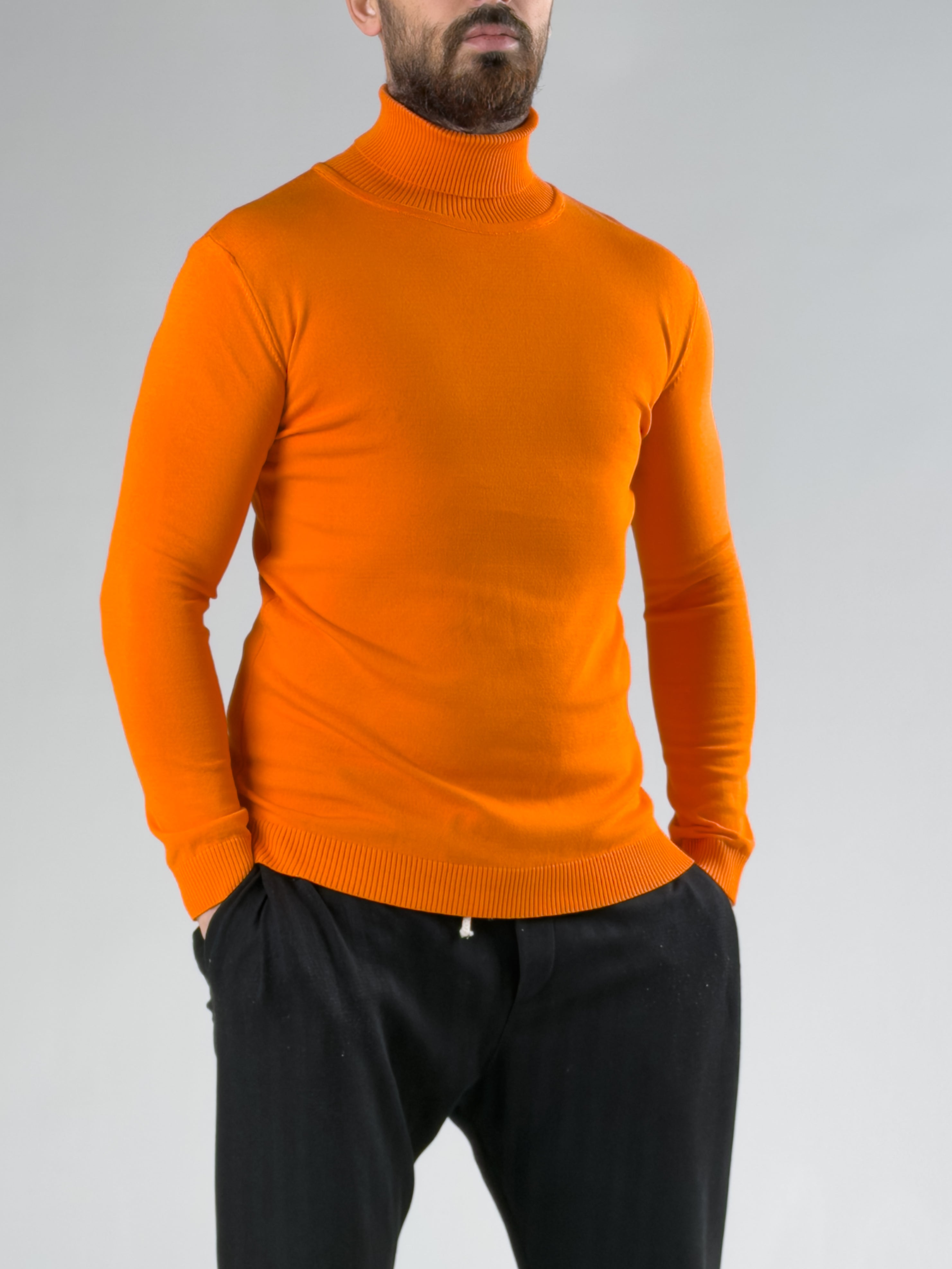 Turuncu Yarım Balıkçı Yaka Erkek T-shirt COCK0066
