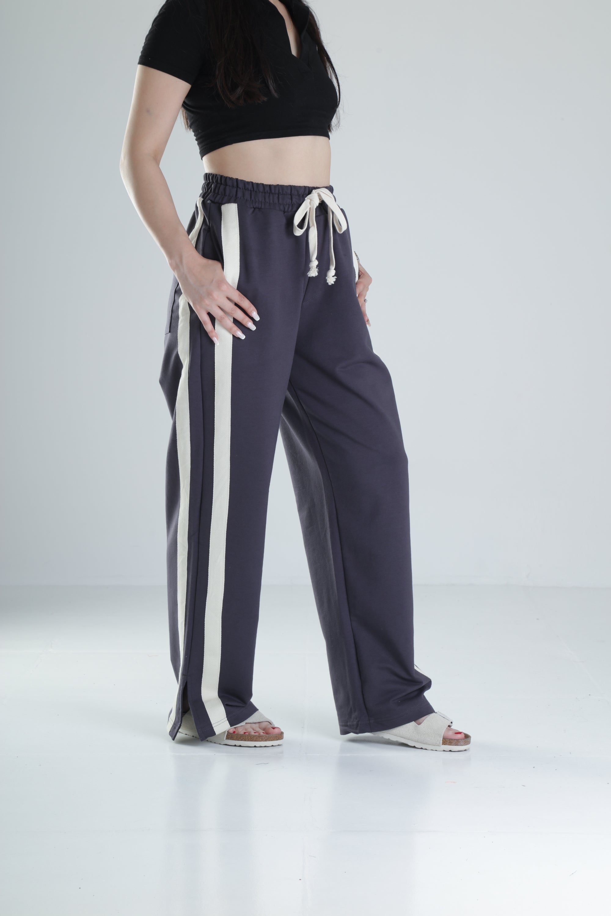 Yan Şerit Detaylı Füme Oversize Eşofman COC1323