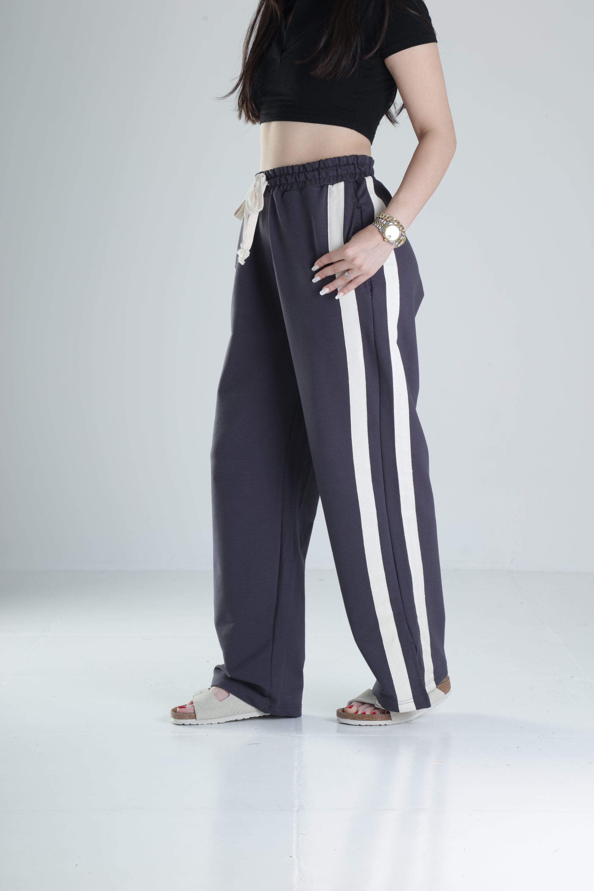 Yan Şerit Detaylı Füme Oversize Eşofman COC1323