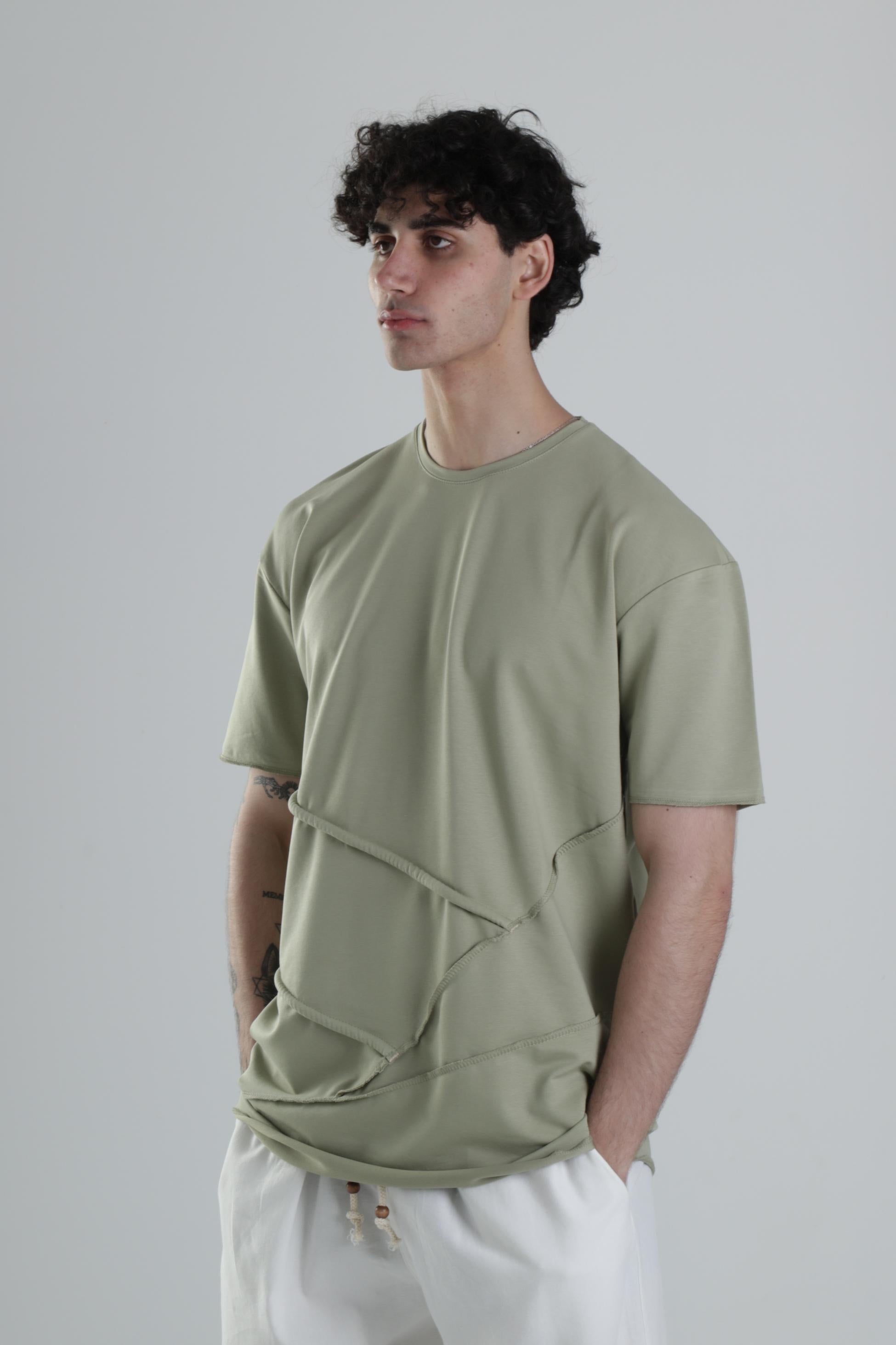 Yeşil Halat Detaylı Tasarım T-Shirt COC1849