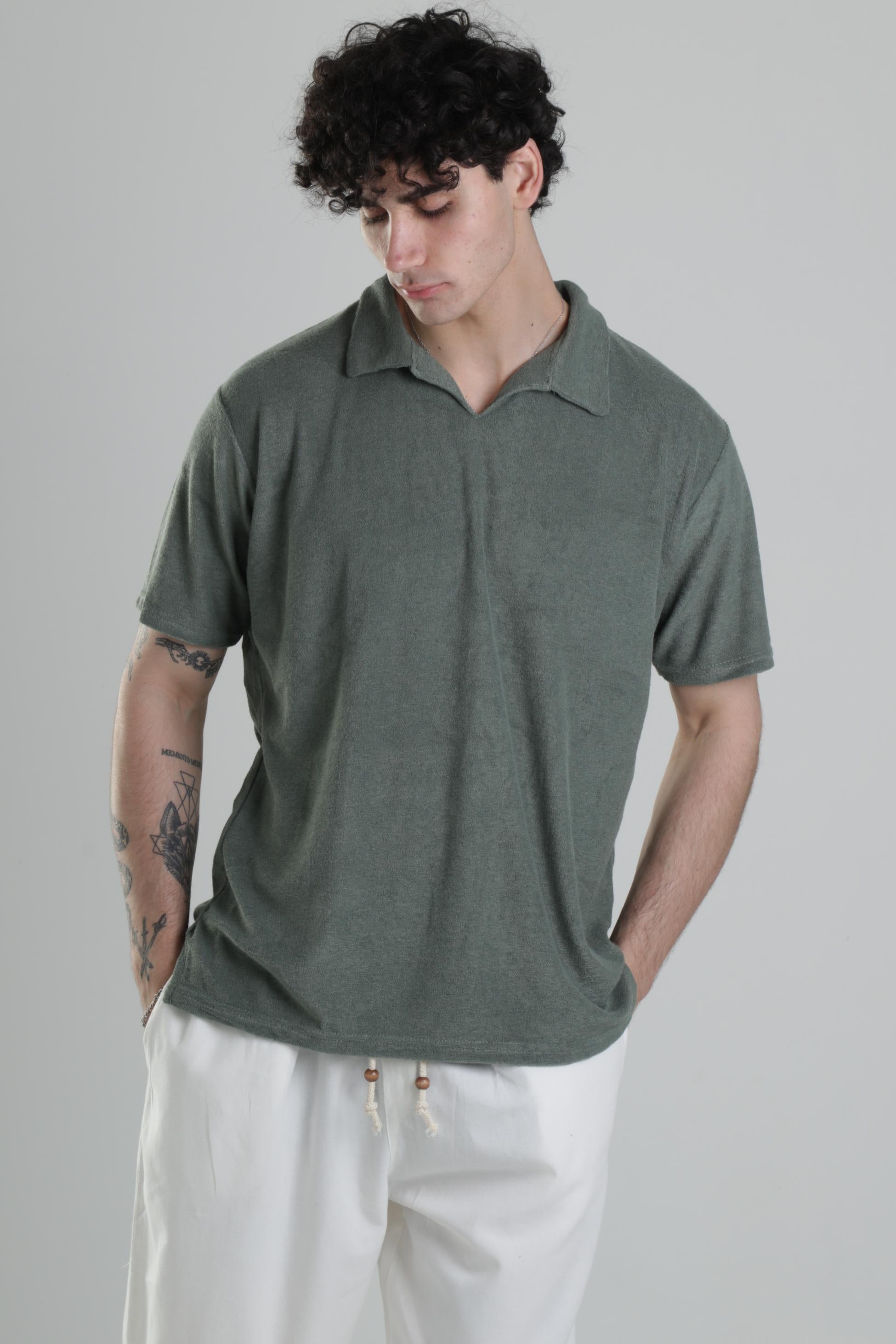 Yeşil V Yaka T-Shirt COC1857