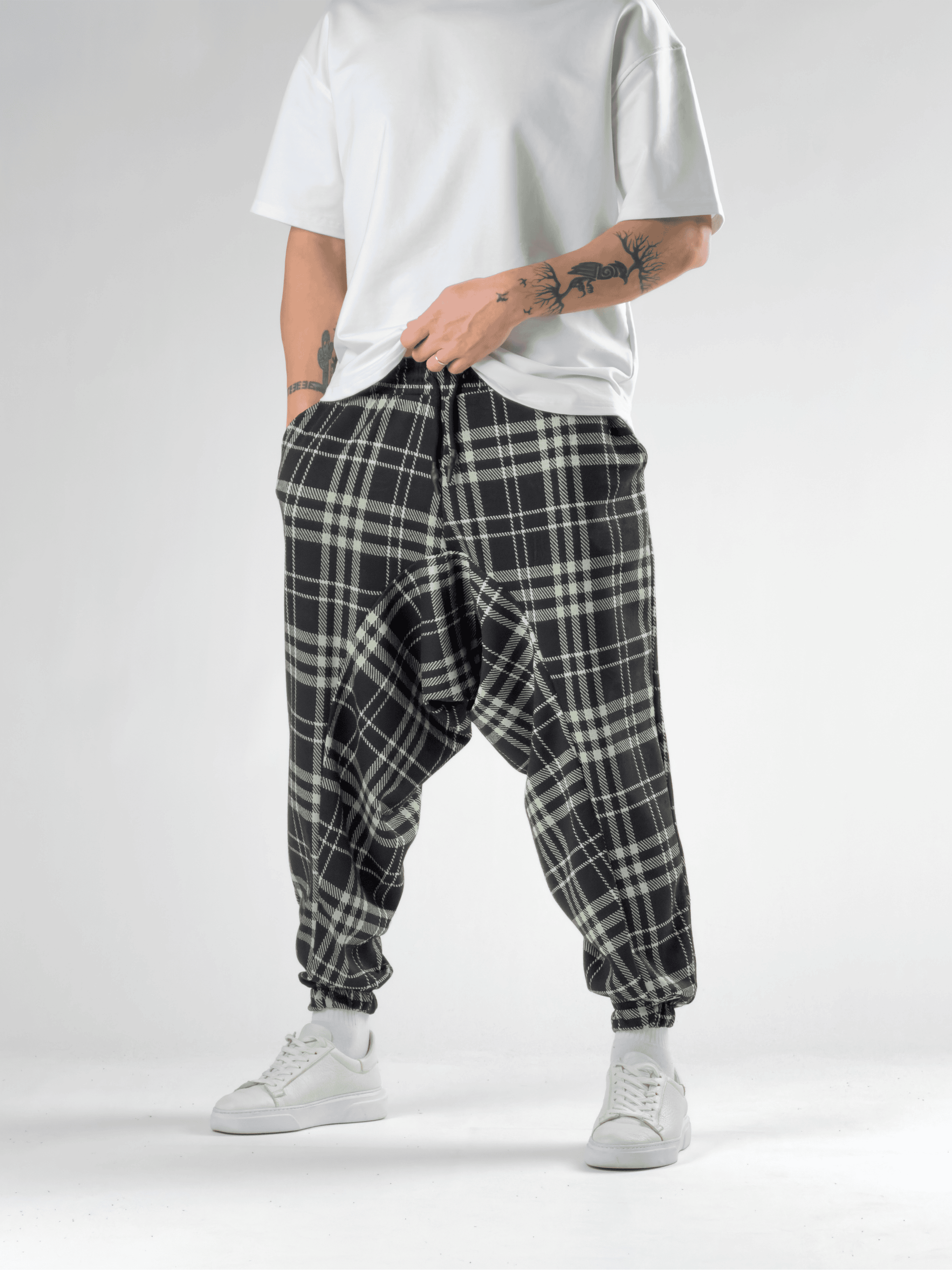 Yeşil Ekose Erkek Spor Şalvar COC2792