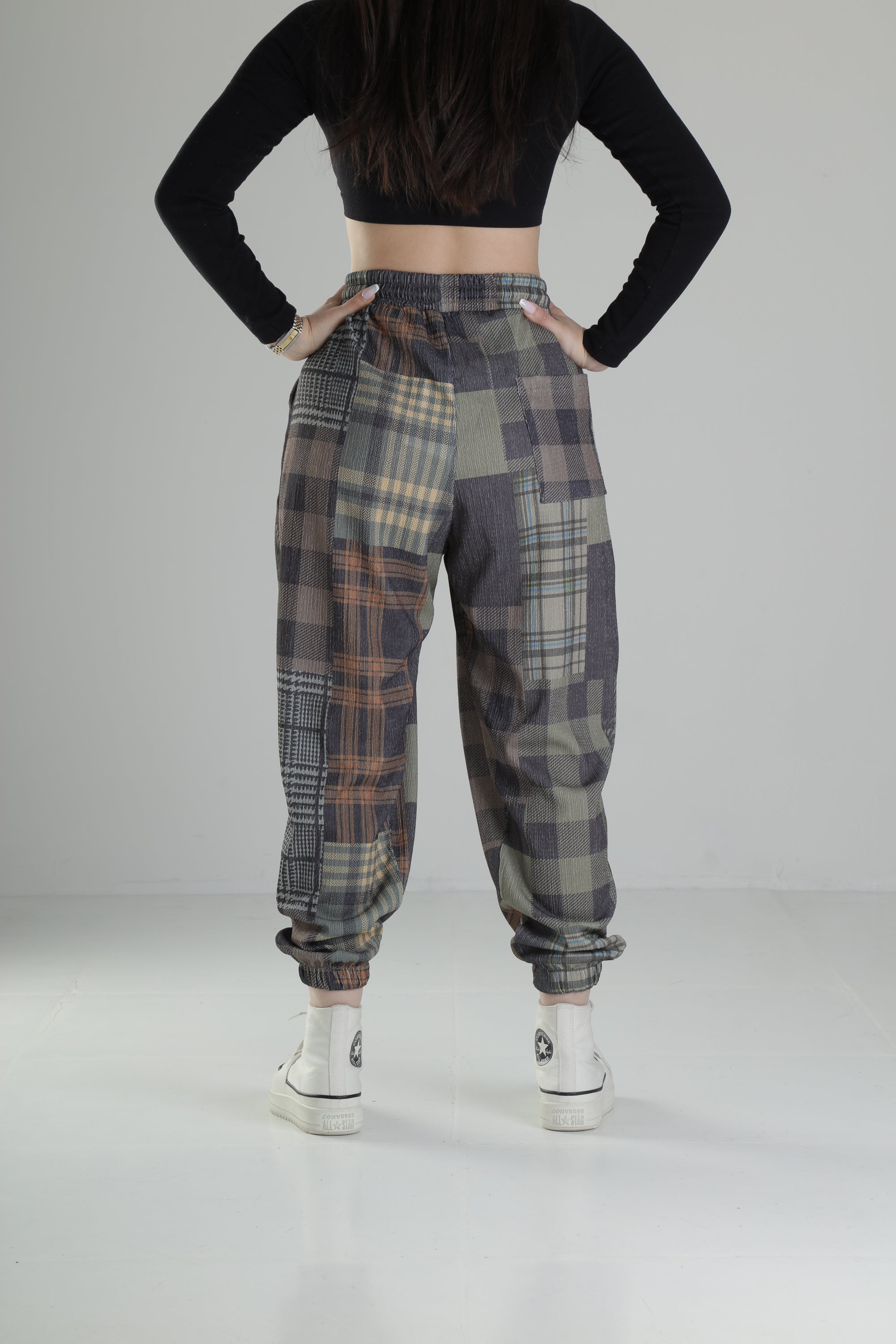 Yeşil Ekose Jogger Pantolon COC1860