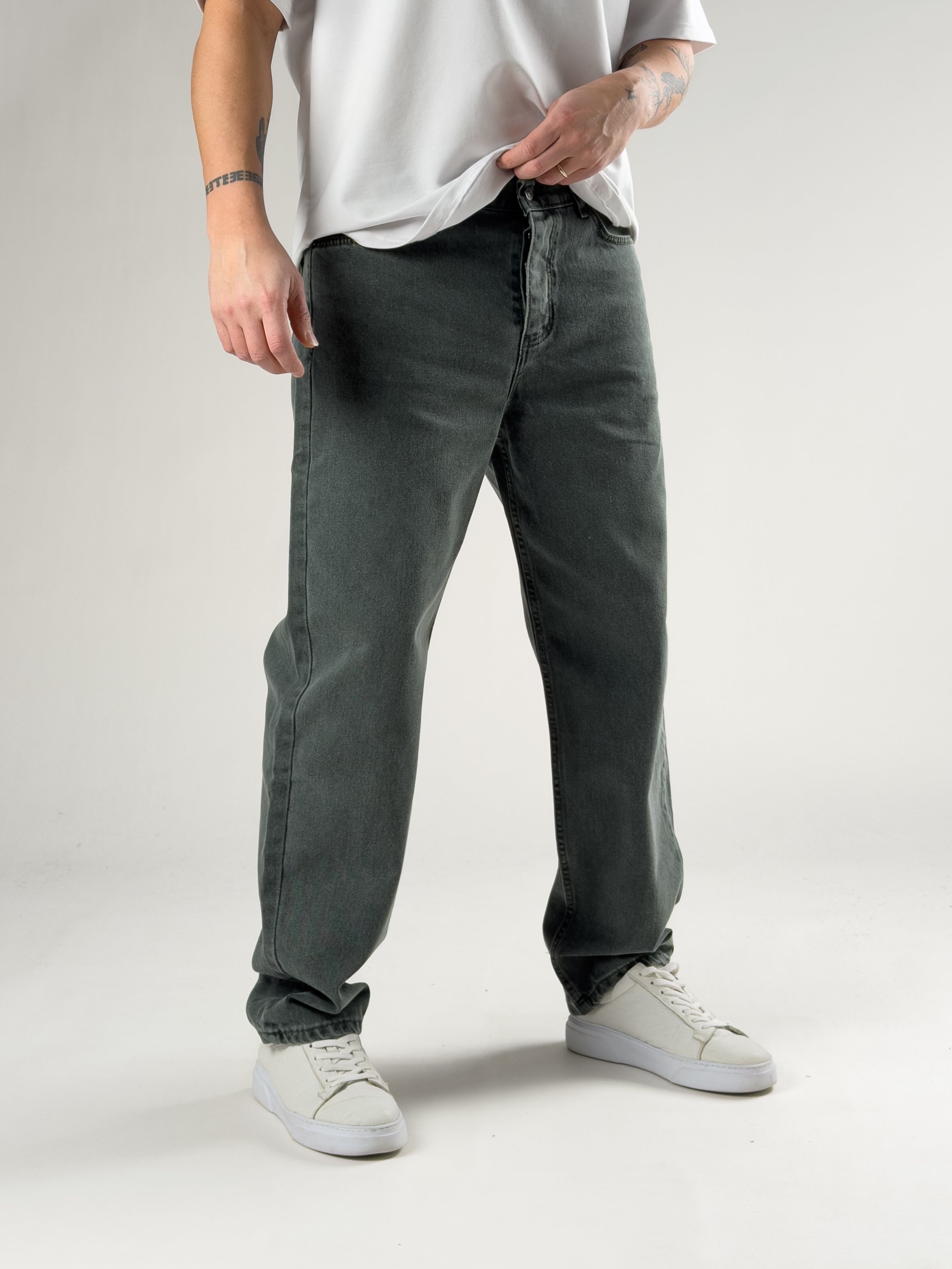 Yeşil Erkek Baggy Kot Erkek Pantolon COC2821