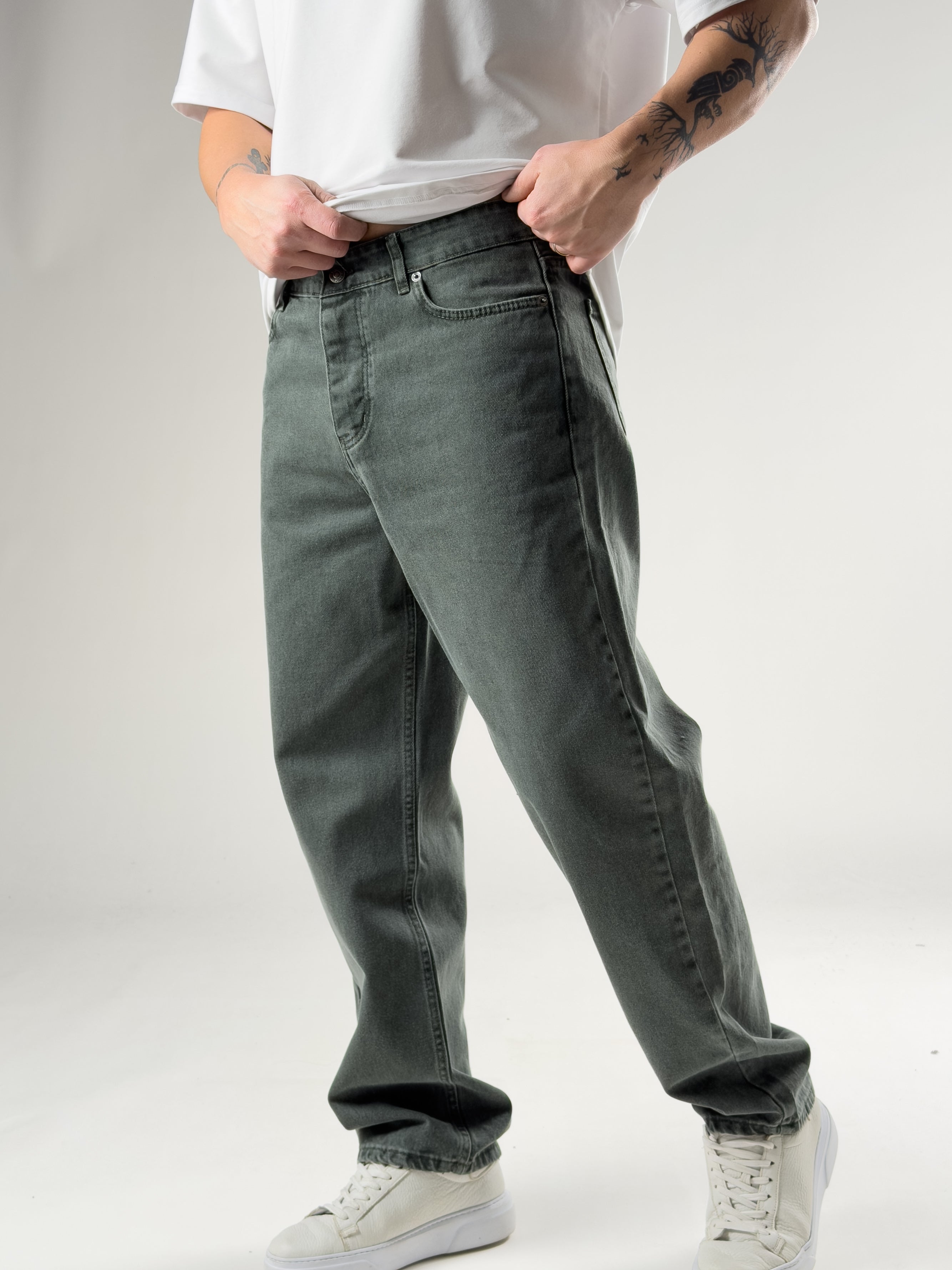 Yeşil Erkek Baggy Kot Erkek Pantolon COC2821
