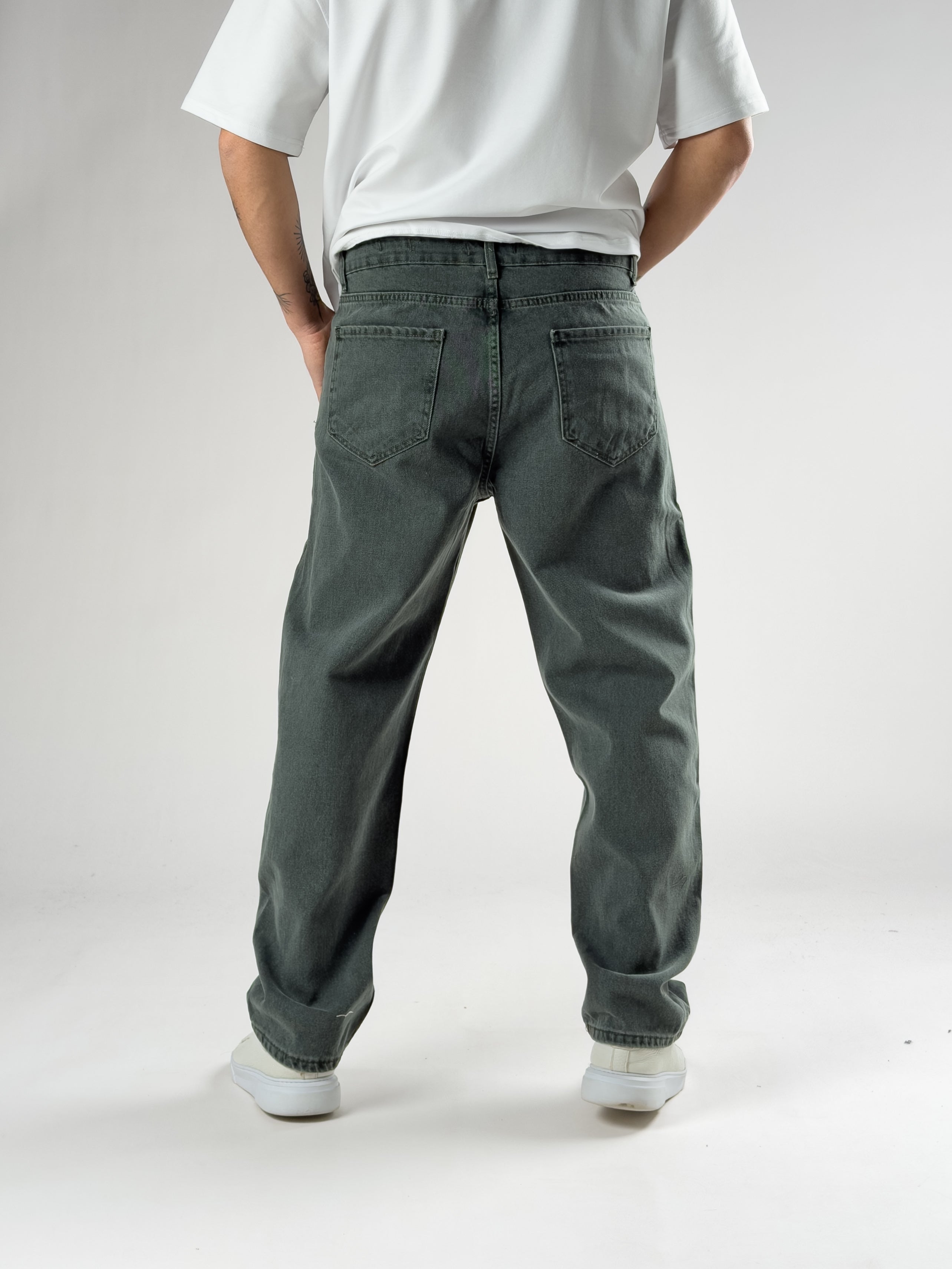 Yeşil Erkek Baggy Kot Erkek Pantolon COC2821