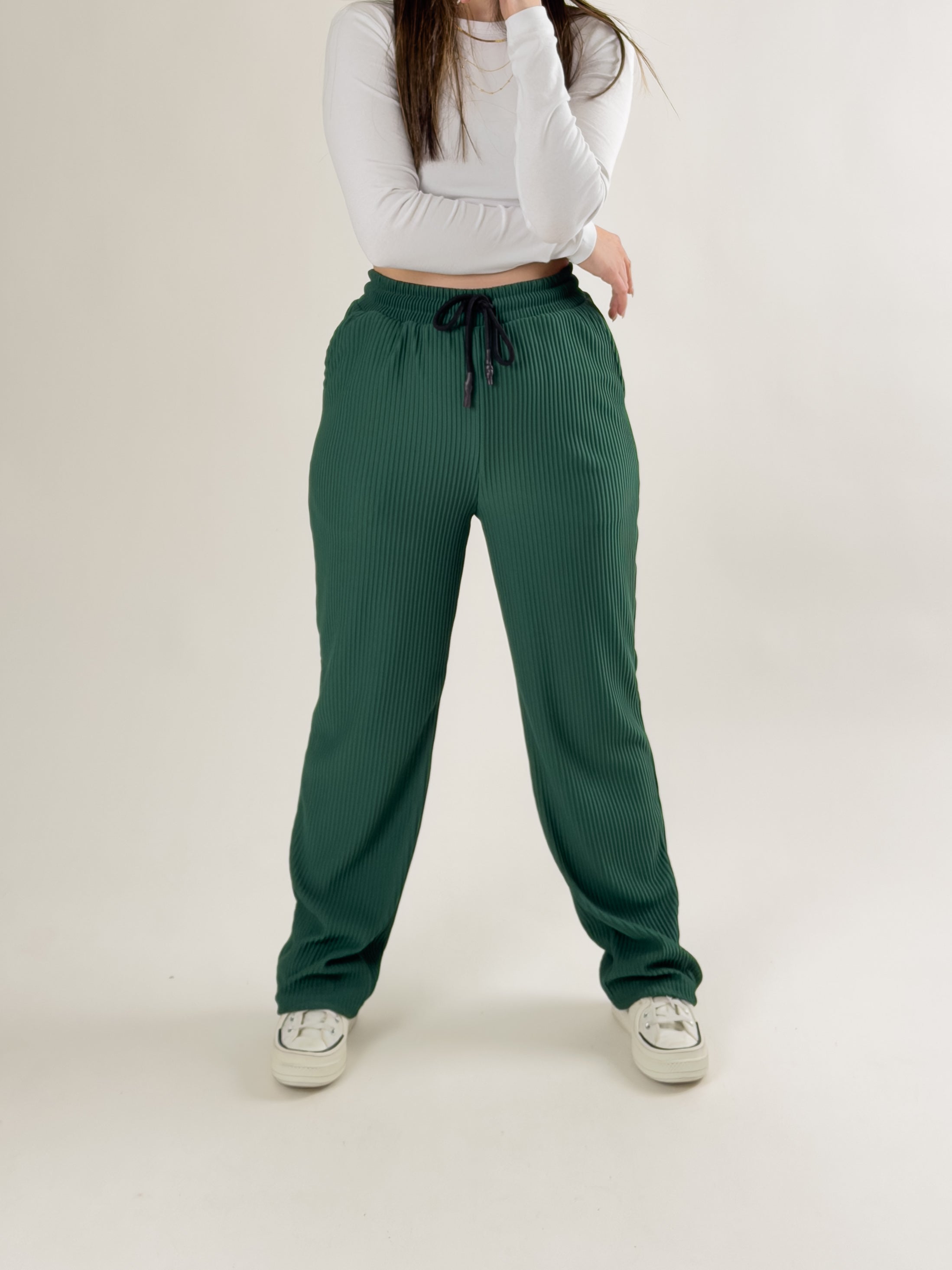 Yeşil Fitilli Kadın Baggy Pantolon COC2693