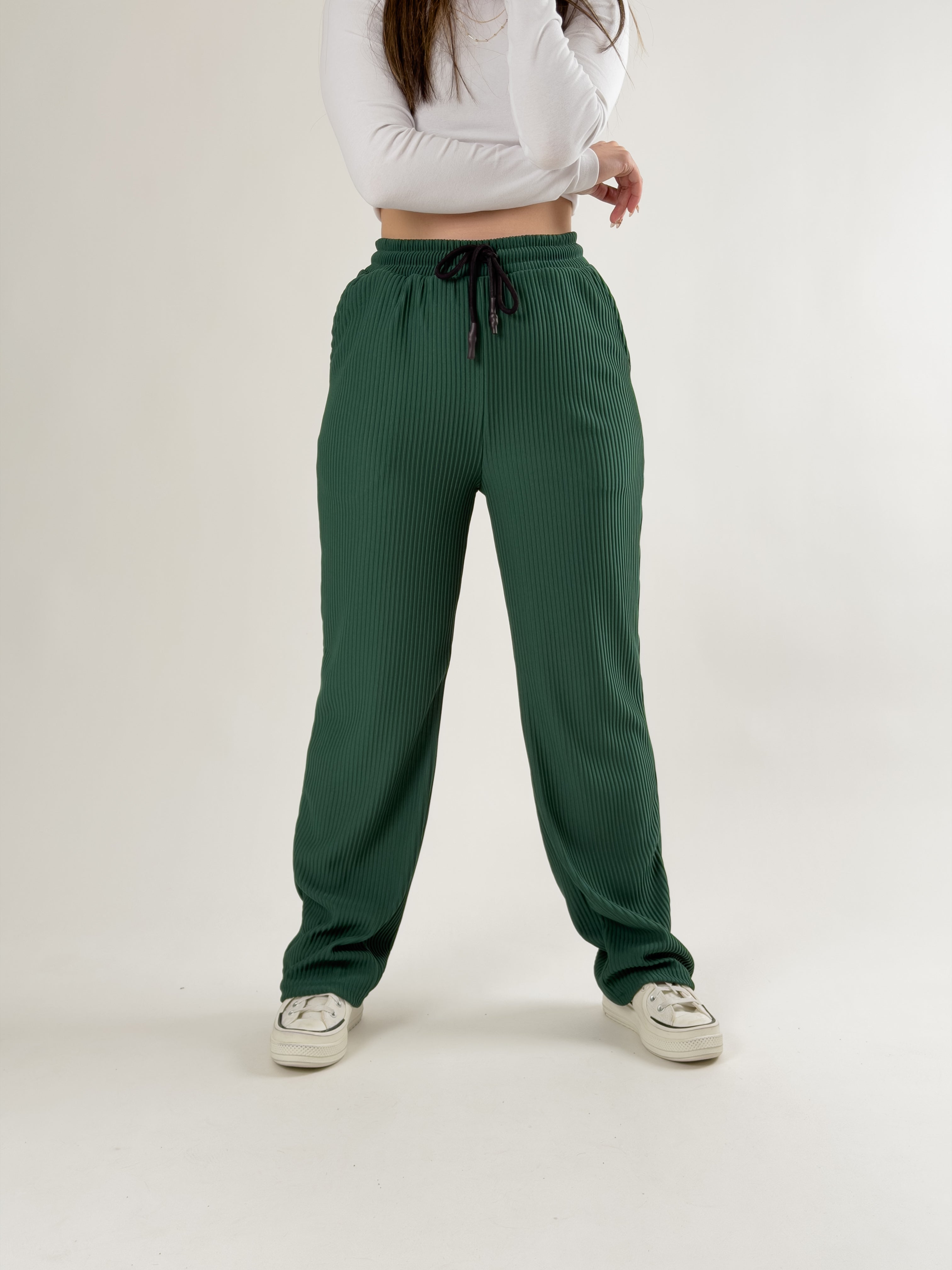Yeşil Fitilli Kadın Baggy Pantolon COC2693