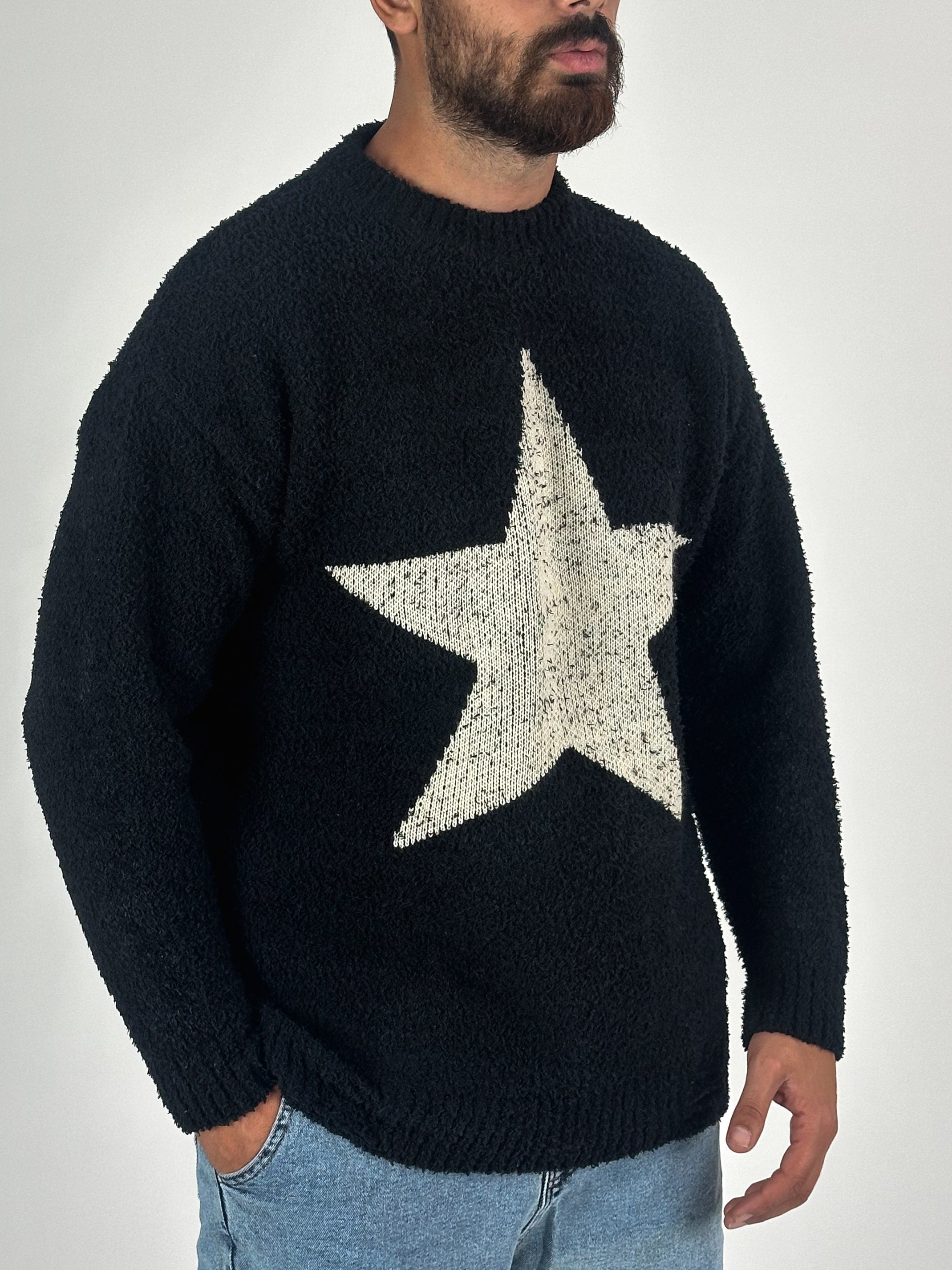 Yıldız Desenli Erkek Peluş Sweat COC1176