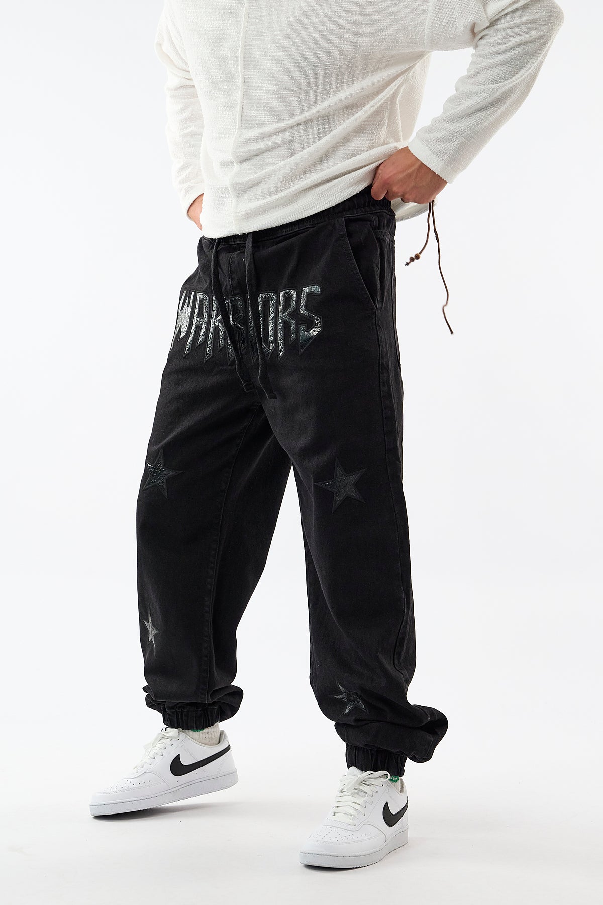 Yıldız Detaylı Siyah Jogger Erkek Pantolon COC3654