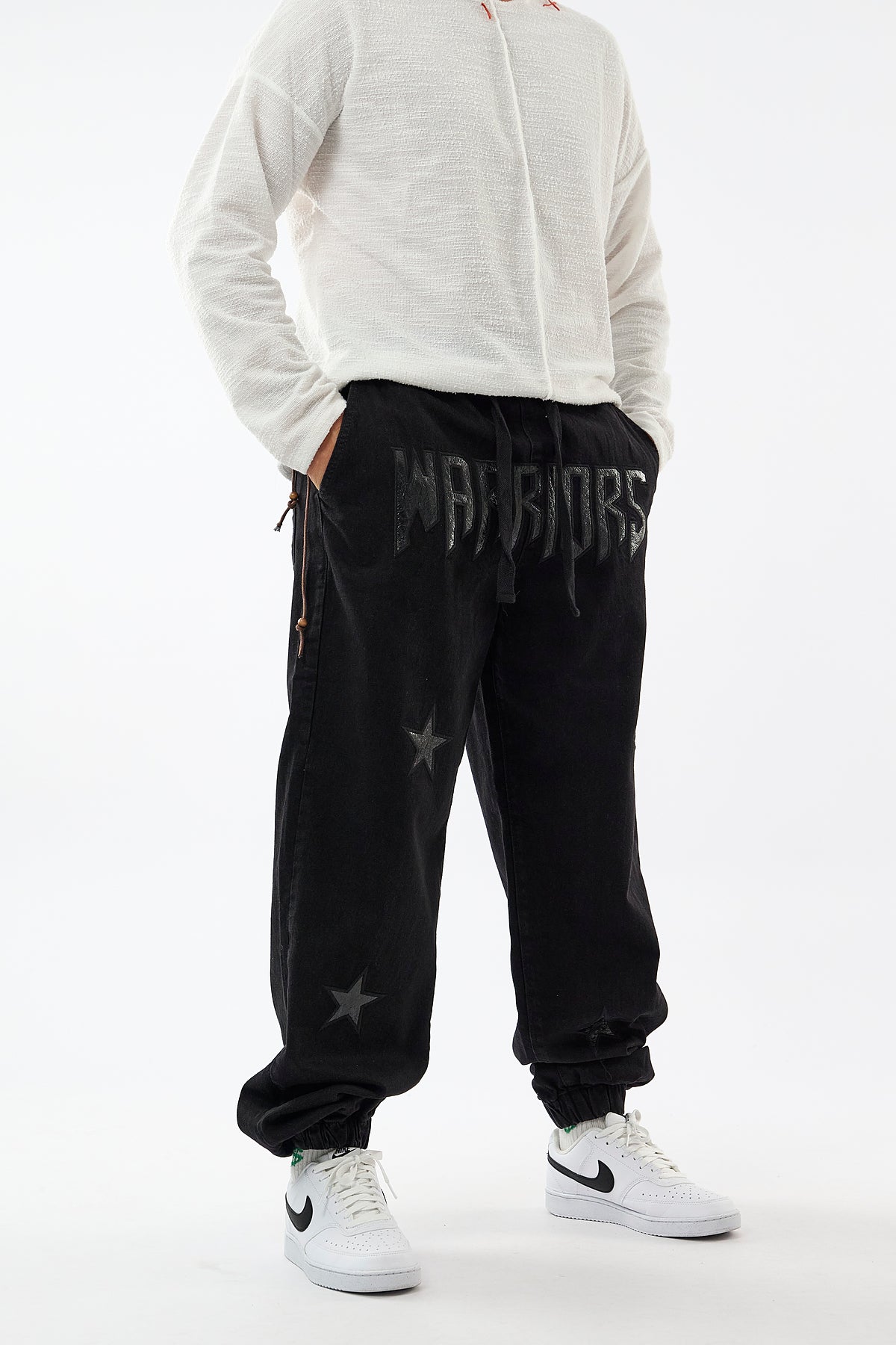 Yıldız Detaylı Siyah Jogger Erkek Pantolon COC3654
