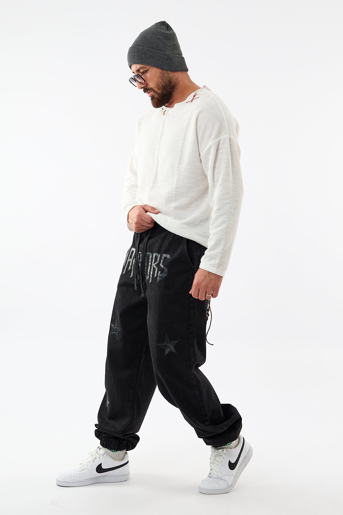 Yıldız Detaylı Siyah Jogger Erkek Pantolon COC3654