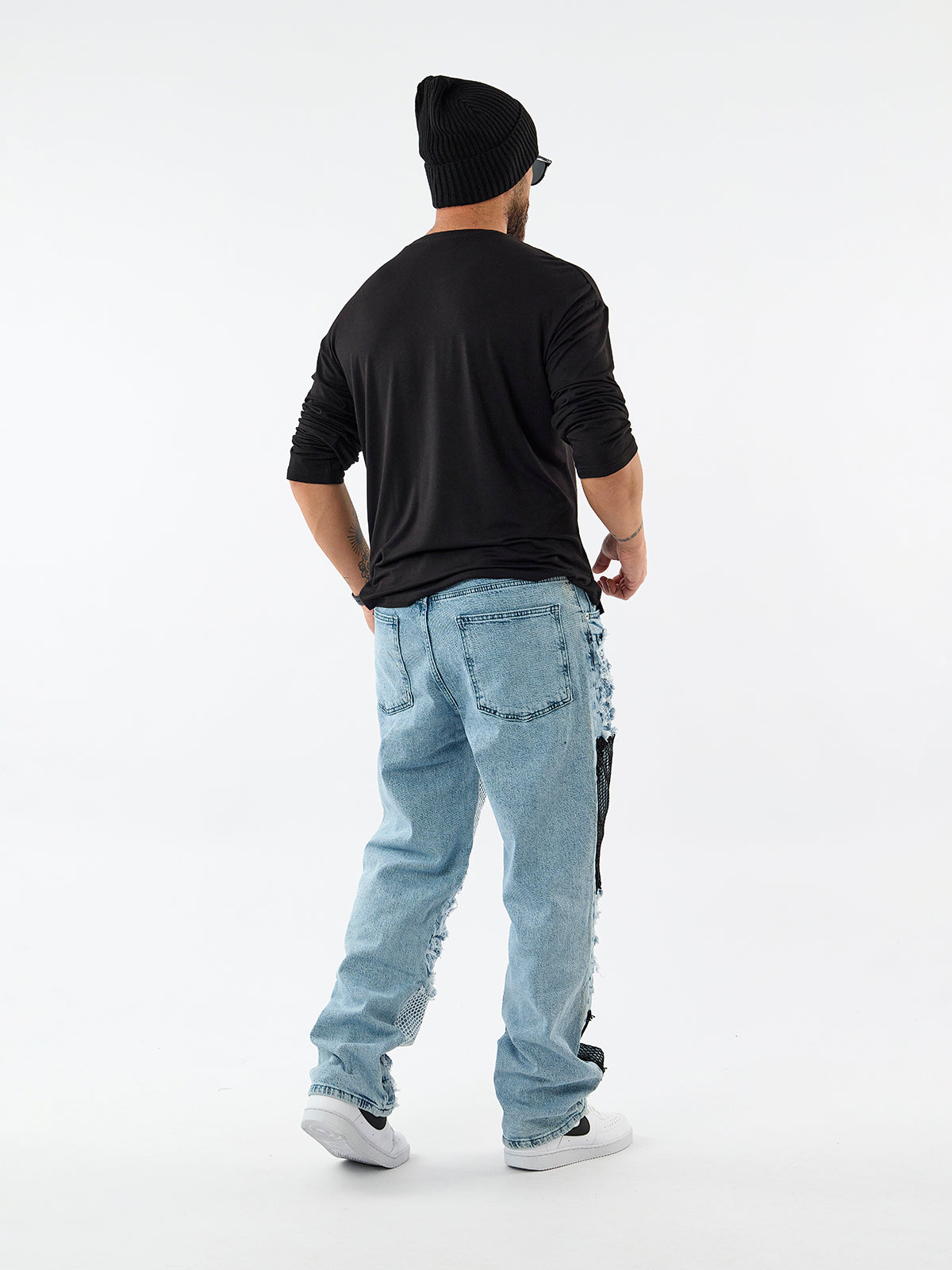 Yırtık File Detaylı Baggy Jean Erkek Pantolon COC3602