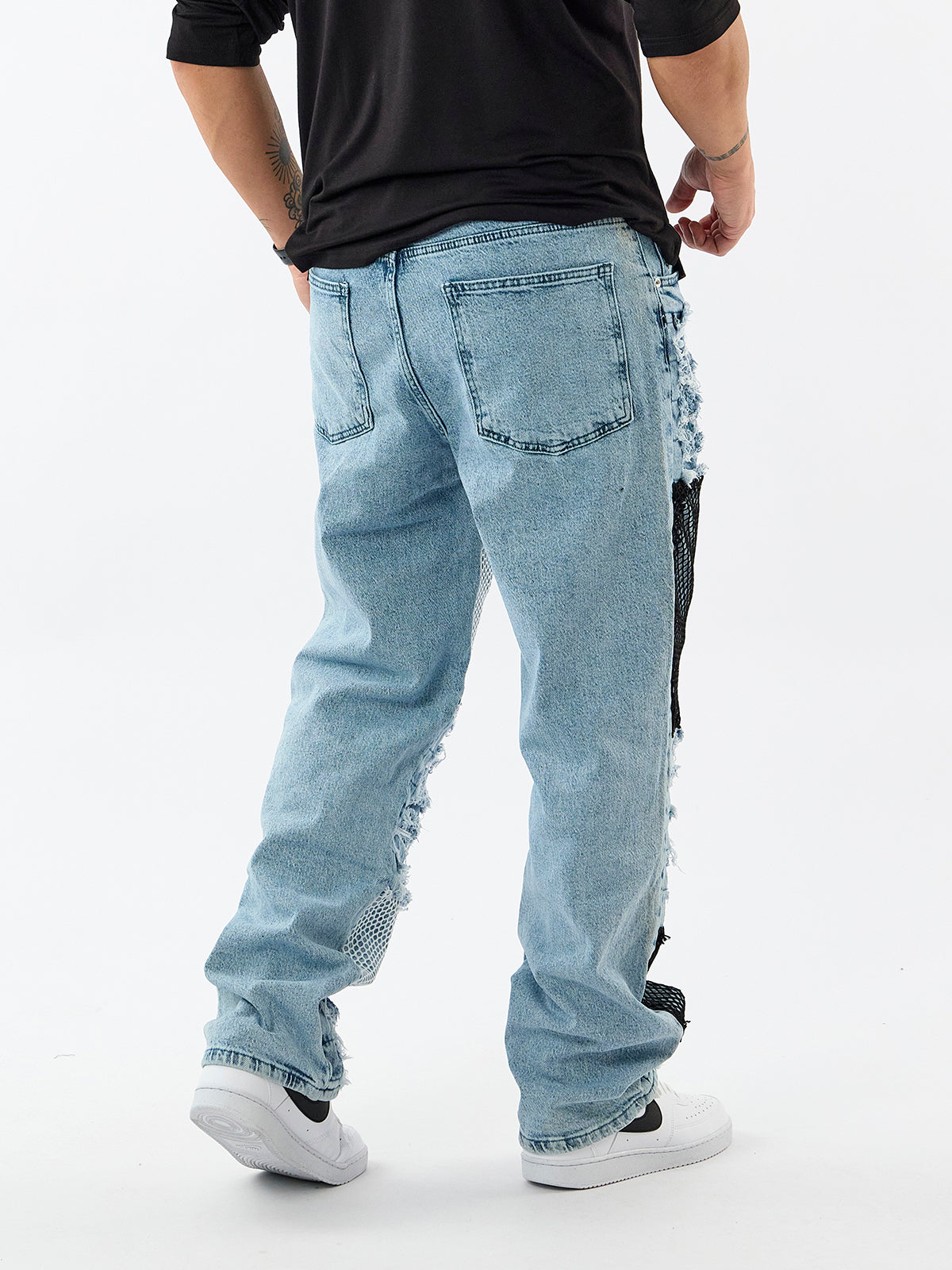 Yırtık File Detaylı Baggy Jean Erkek Pantolon COC3602
